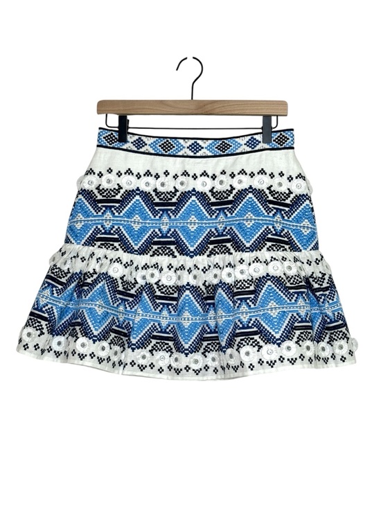 Alexis Dresses & Skirts - Alexis Embroidered Mini Skirt Lucille Western Scandi Boho Blue White SZ Medium